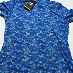 Under Armour Blue Heathered Athletic Polo